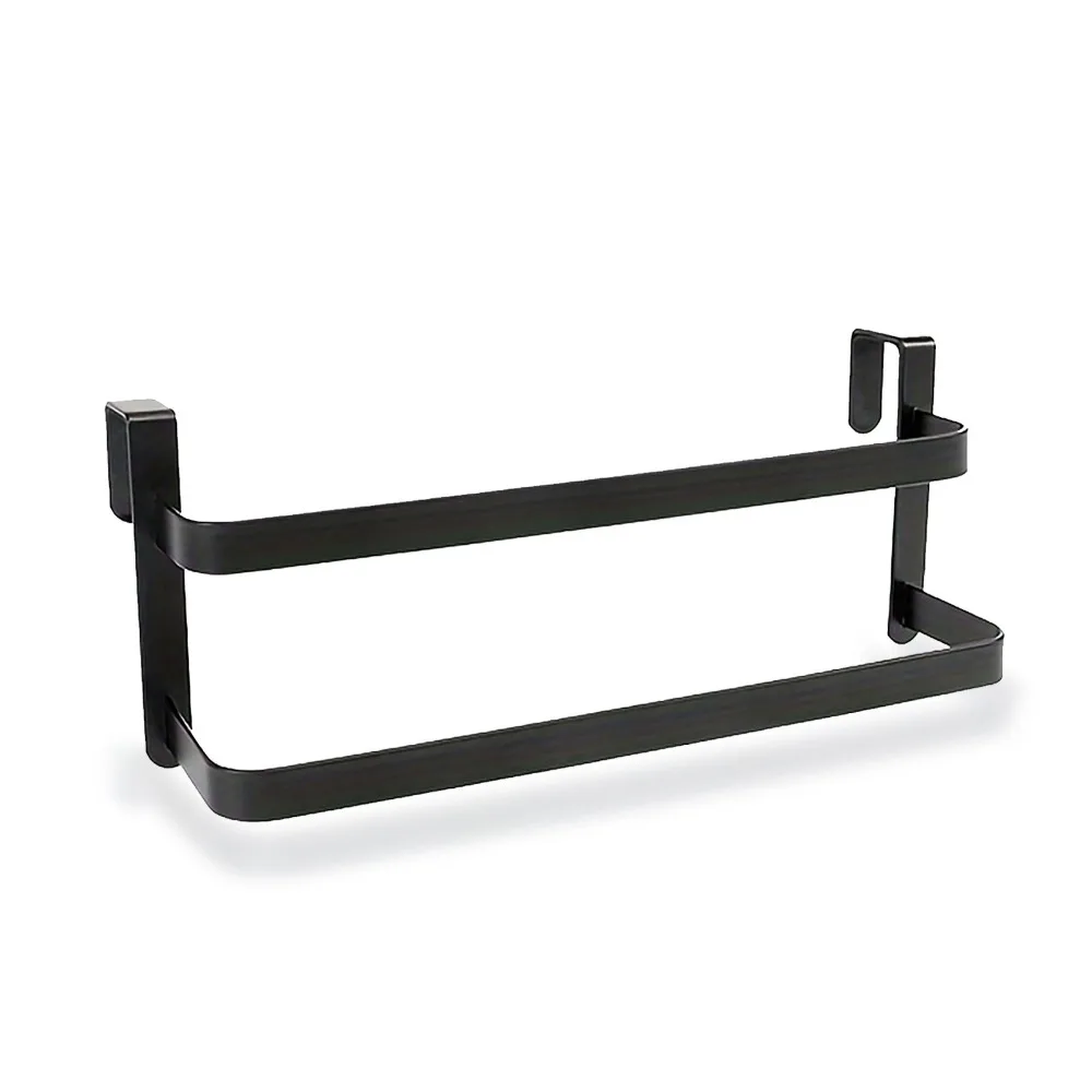 

Durable Hanging Cabinet Door Towel Rack Rust-resistant 2 Layer Towel Bar Space-Saving No Drilling Towel Rod Lockers