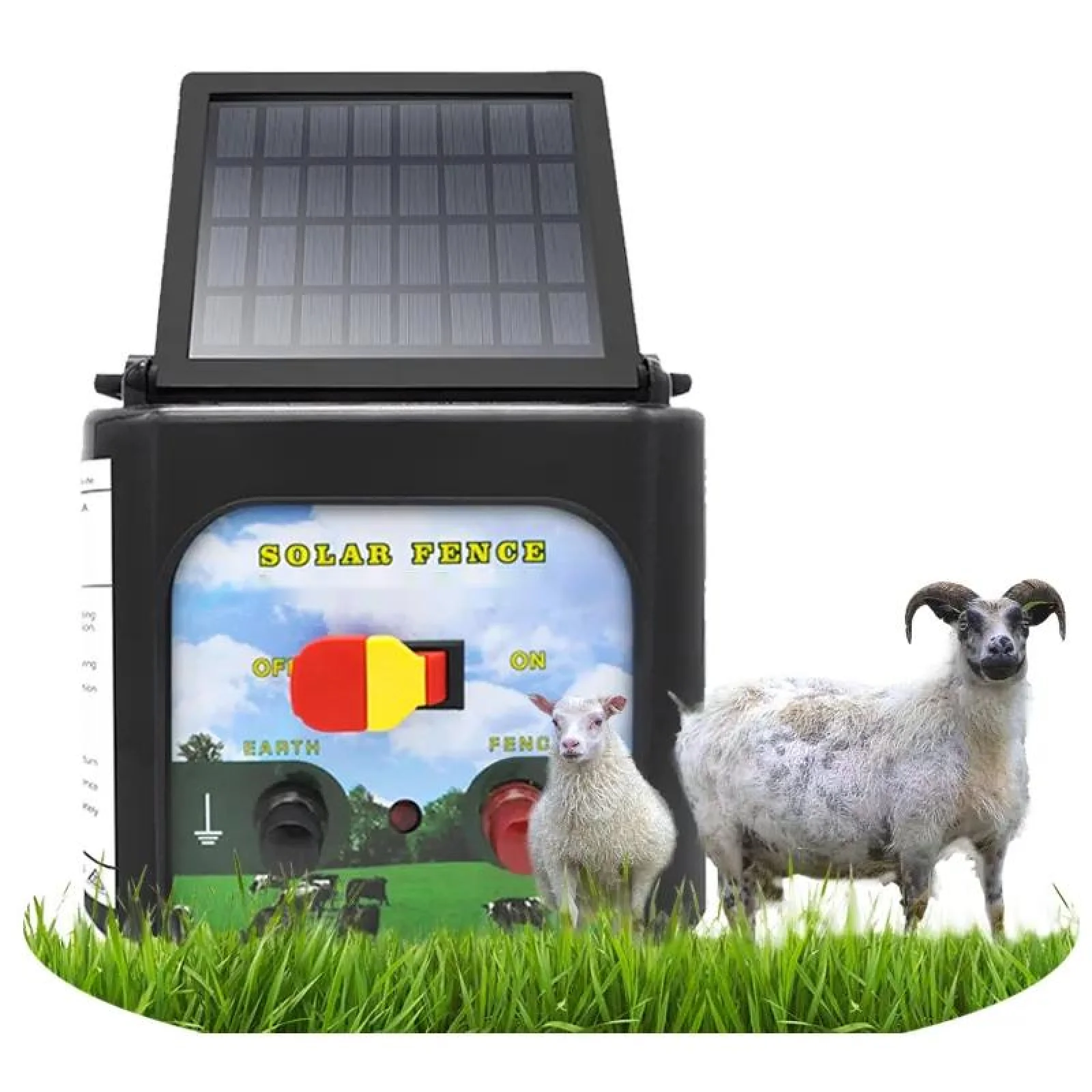 Solar Electronic Fence Charger 0.3 Joules 8KM/4.97 Miles Range Solar Panel for Livestock Pet Poultry Gardens Orchards Protection