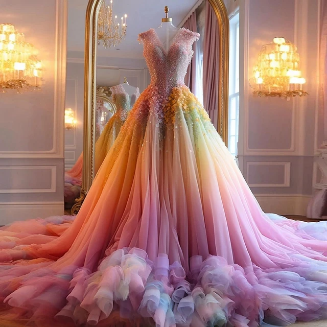 Robe de soirée arc en ciel hotsell