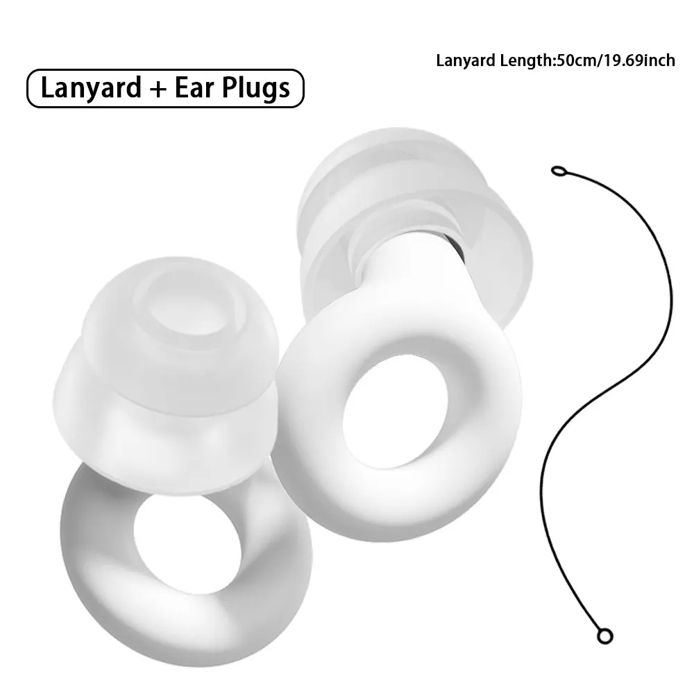 Double-Layer Silicone Earplugs with Lanyard - Comfortable Noise Reduction Earbuds for All Night Wear Ideal for Concerts Swimming