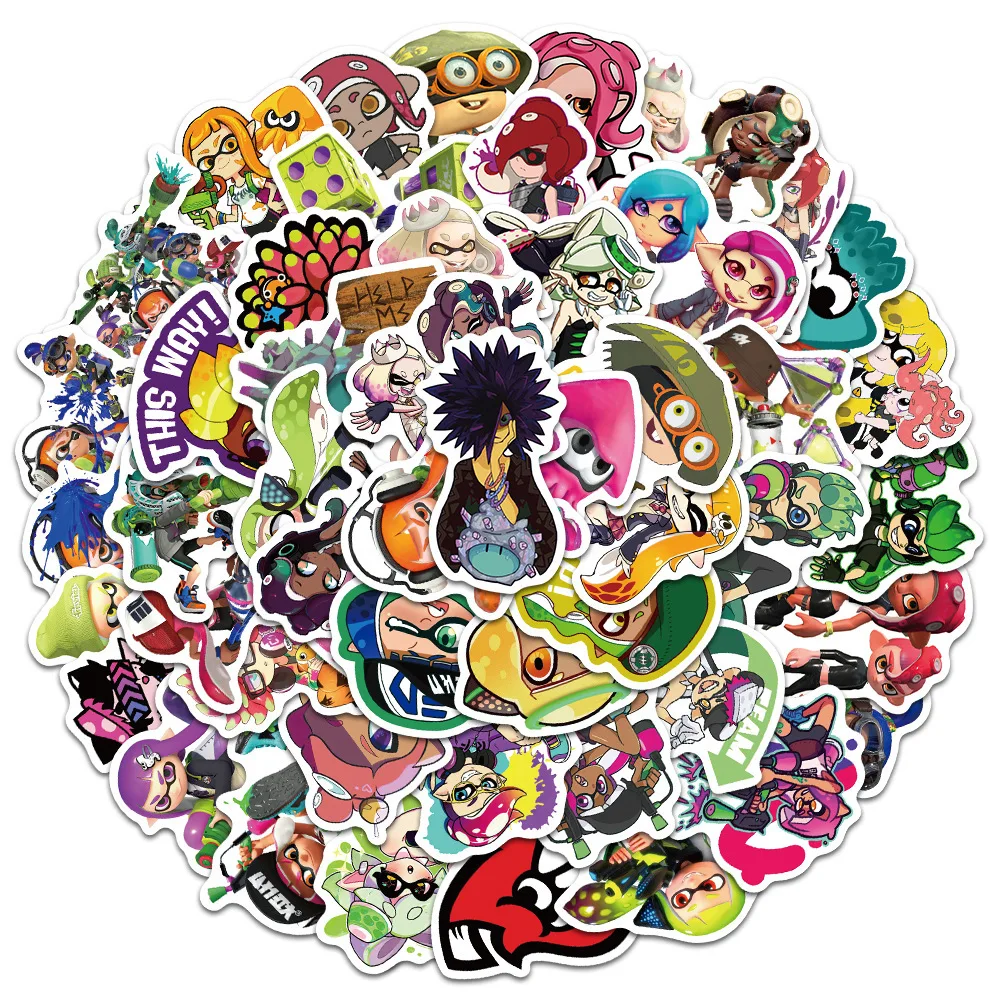 50Pcs Funny Game Splatoon Stickers Cartoon Graffiti Decals For Laptop Luggage Guitar Skateboard PS5 Helmet Stickers