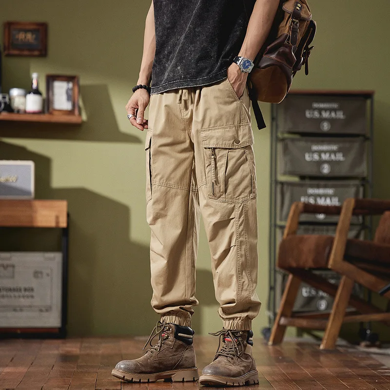 

2025 Four Seasons New Chinese Style Casual Legged Work Pants Men's Fashion Trendy Brand Straight Leg Wide Leg Pants BJ-8701