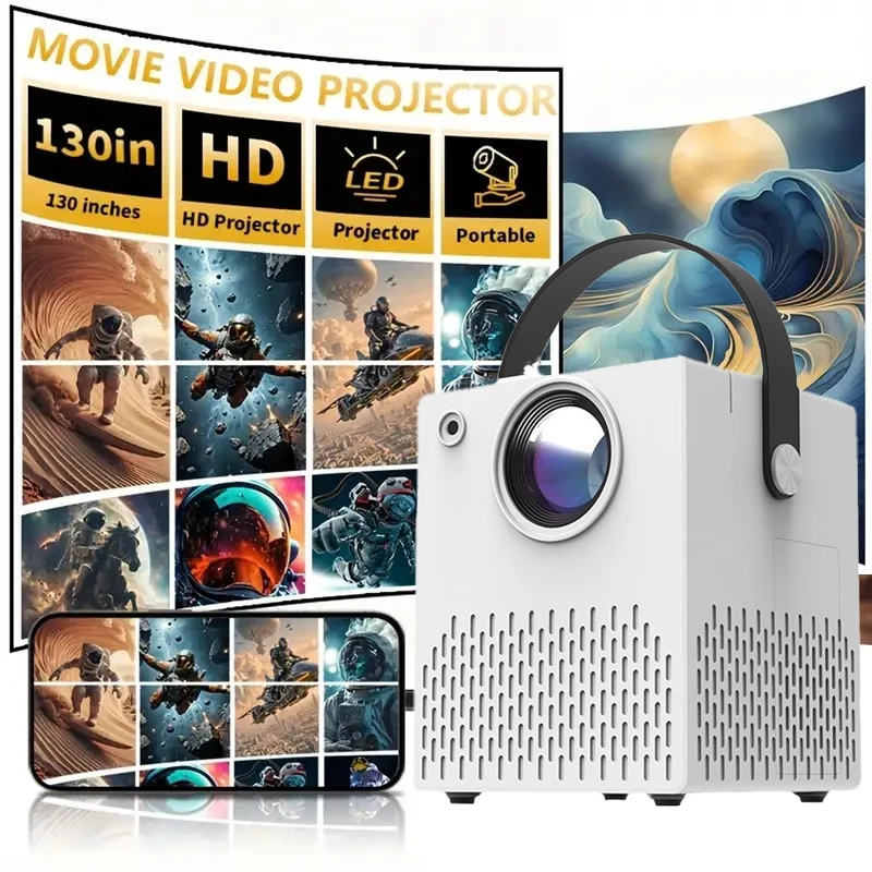 

Smart Home Theater Projector with 180° Rotation, 720P Decoding, Remote Control - Ideal for Indoor Home Cinema and Office Use