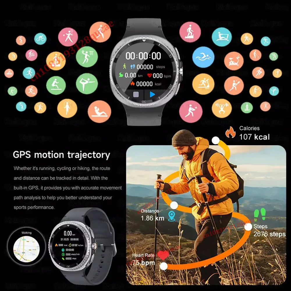 Watch 8 Smart Watch Men 100+ Sports Mode GPS NFC Waterproof Watch with AMOELD HD Screen IP68 Waterproof Smart Watches 2025 New