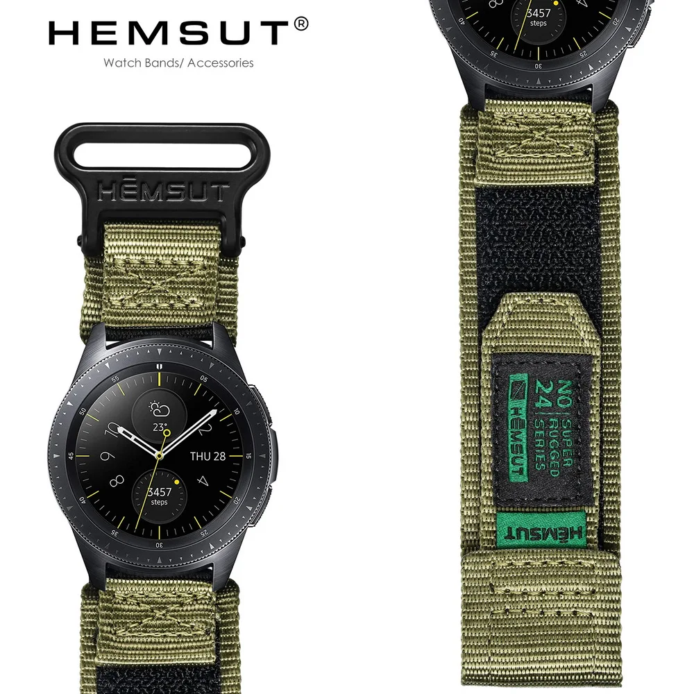 HEMSUT Nylon Sport Military Watch Band For Samsung Galaxy Watch Straps For Men Quick Release Quick-Drying 20MM 22MM