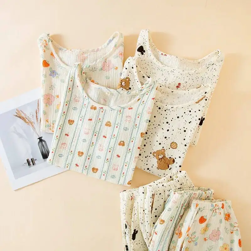 

Хлопковая одежда для сна для женщин, летний тонкий жилет без рукавов, топы с шортами, комплект из 2 предметов, домашняя одежда