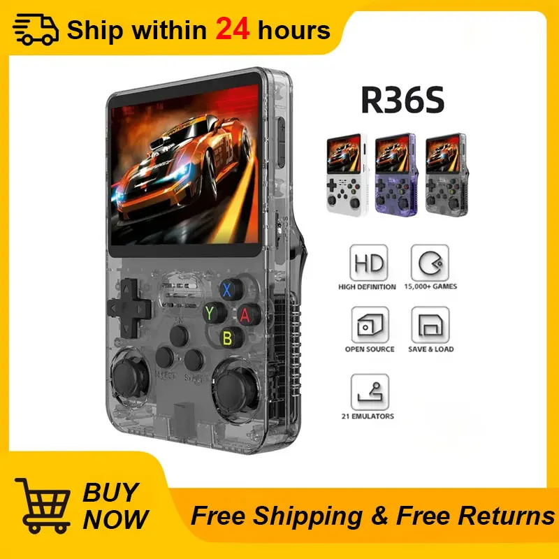 

Open Source R36S Retro Handheld Game Console 3.5 Inch IPS Screen Linux System Portable Pocket Video Game Player 64GB 10000+Games