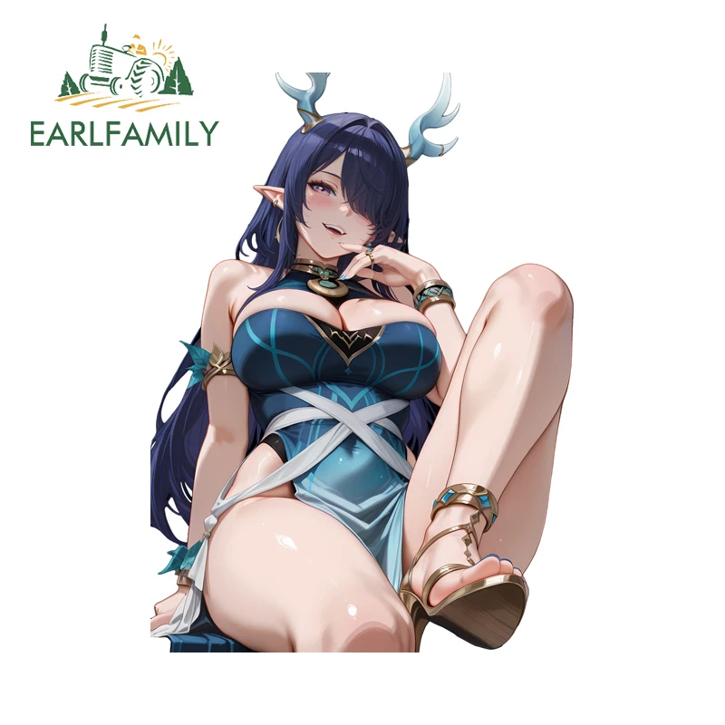 

EARLFAMILY Sexy Genshin Impact Lauma Car Stickers Cool Creative Camper Decoration Beautiful High-Quality Car Door Protector
