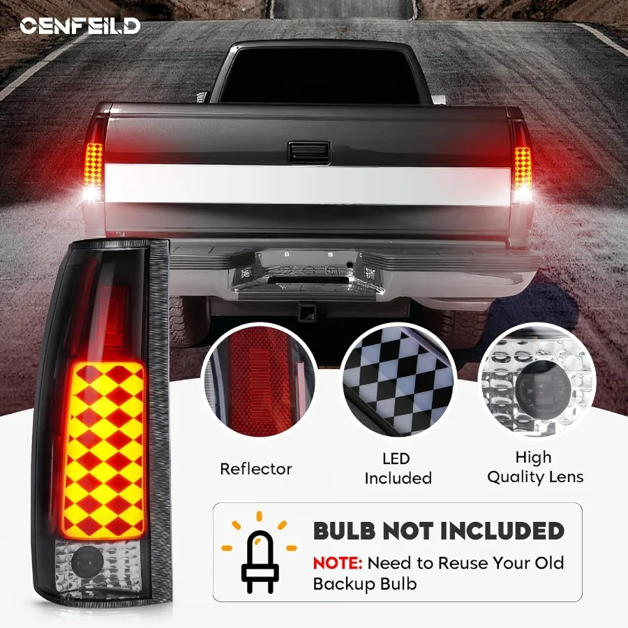 مجموعة مصابيح خلفية LED مناسبة لسيارة Chevy & GMC C/K 1500 88-99, C/K 2500 3500 88-00, C1500 C2500 Suburban 92-99، Silverado 94-98، Ta