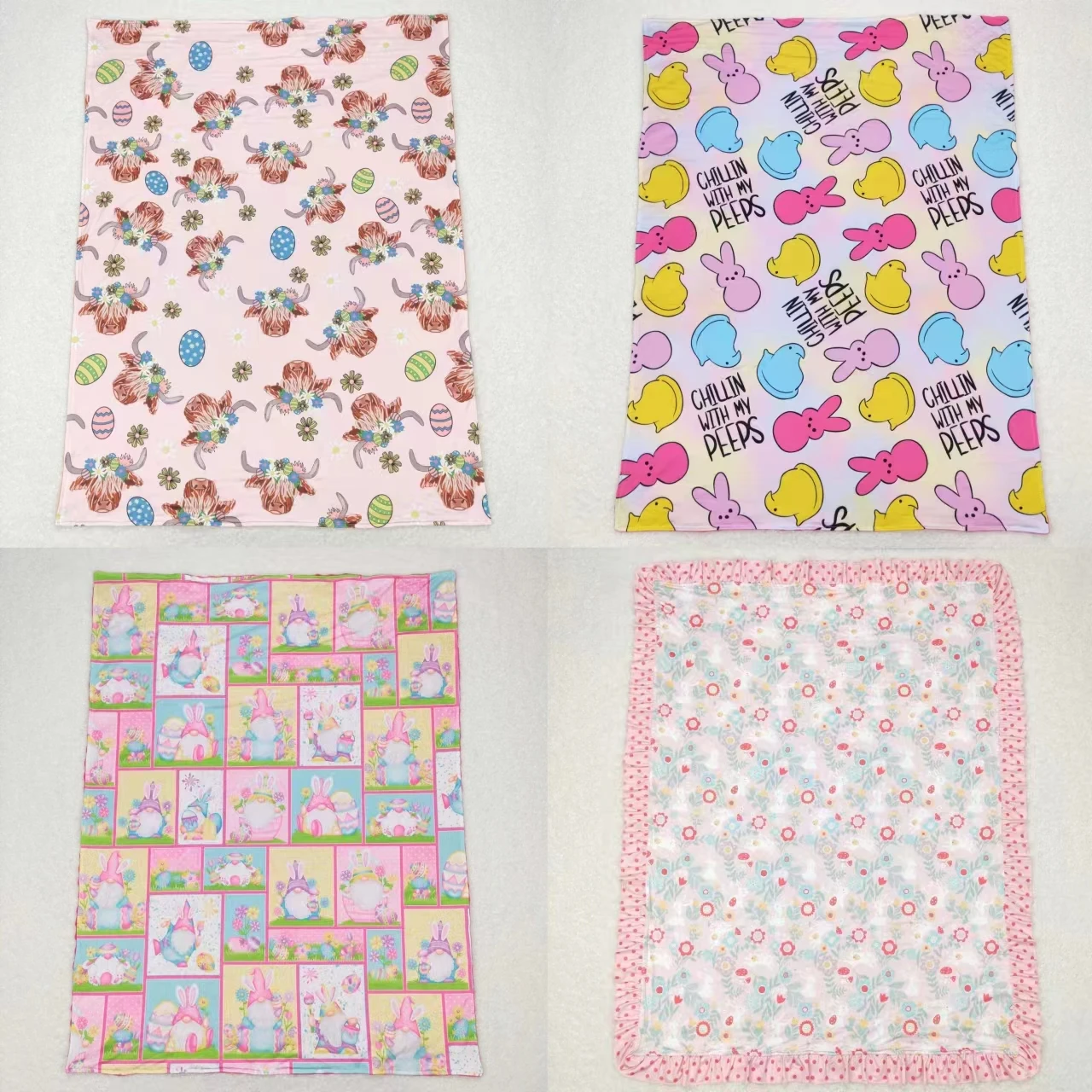 

Wholesale Kids Rabbit Chicken Bedding Fleece Toddler Baby Girl Easter Flannel Children Newborn Thin Quilt