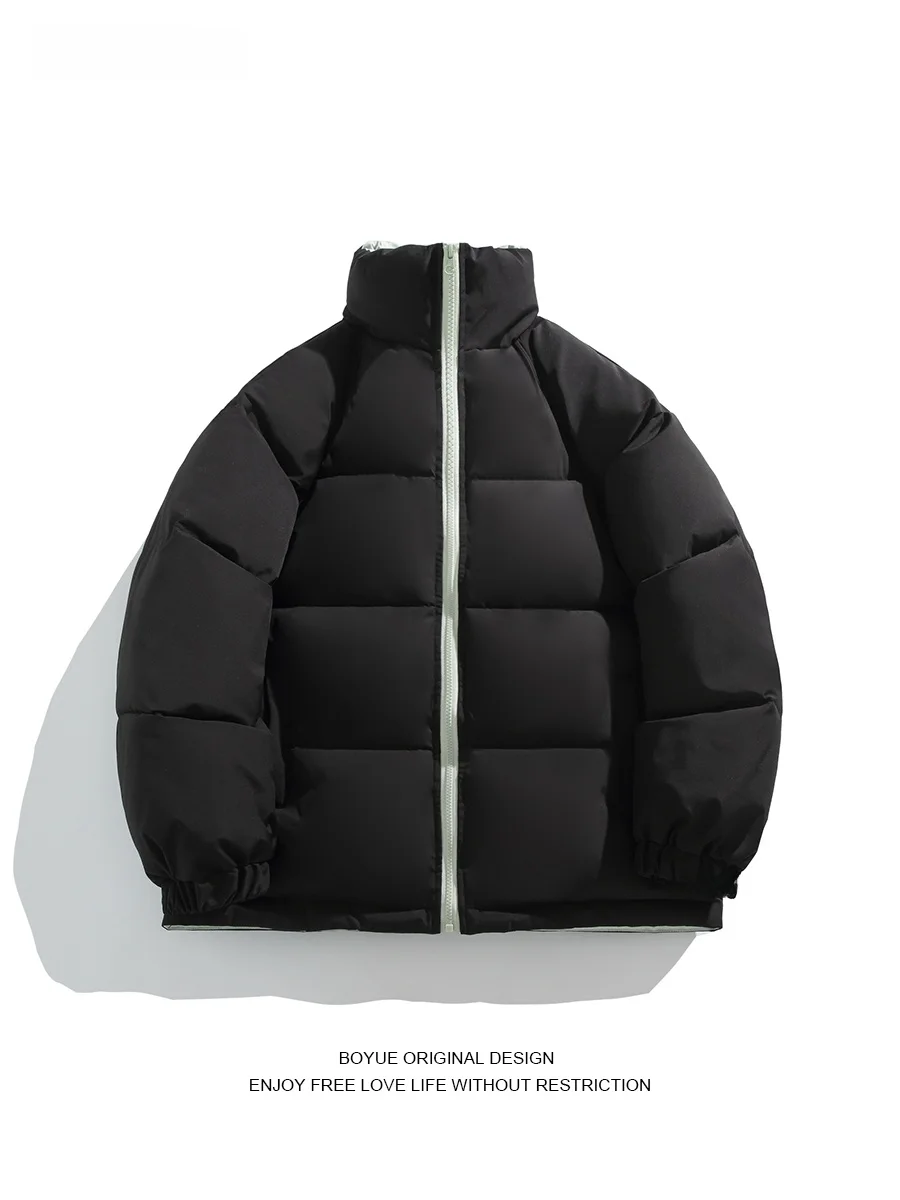 

Boyue Hong Kong Sle Simple Pure Color Bread Coat High Street Stand Collar Warm Versatile Basic Cotton Jaet Men Outerwear