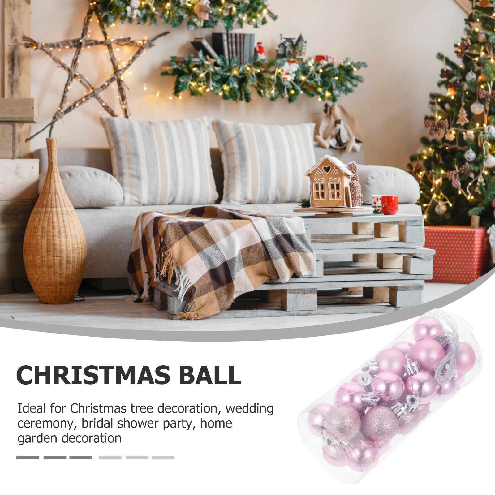 

24Pcs Christmas Golden Ball Ornaments Plastic 3cm Hanging Decor Tree Decoration Holiday Party Wedding Ball Ornament