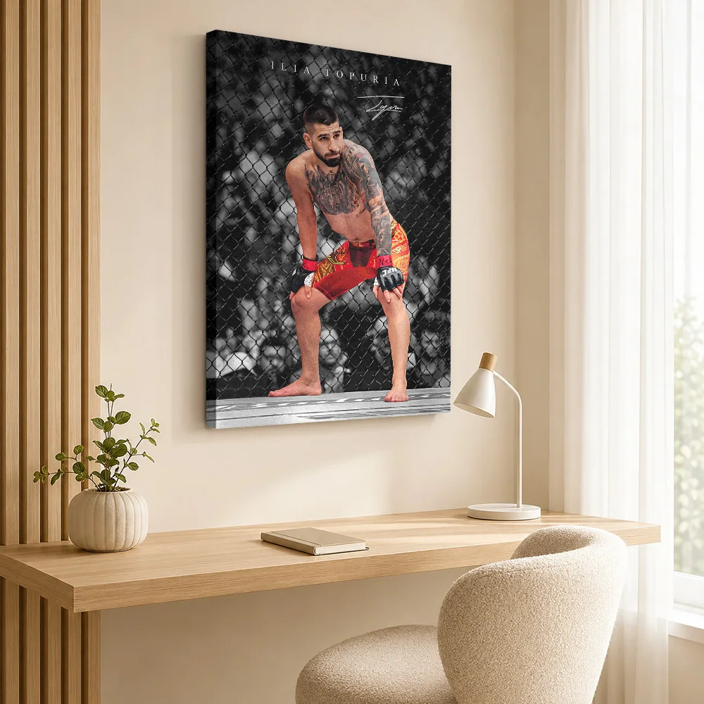 Ilia Topuria MMA Fighter Canvas Poster Custom Photo Sports Portrait Canvas Wall Art for Game Room Man Cave Decor Ready to Hang