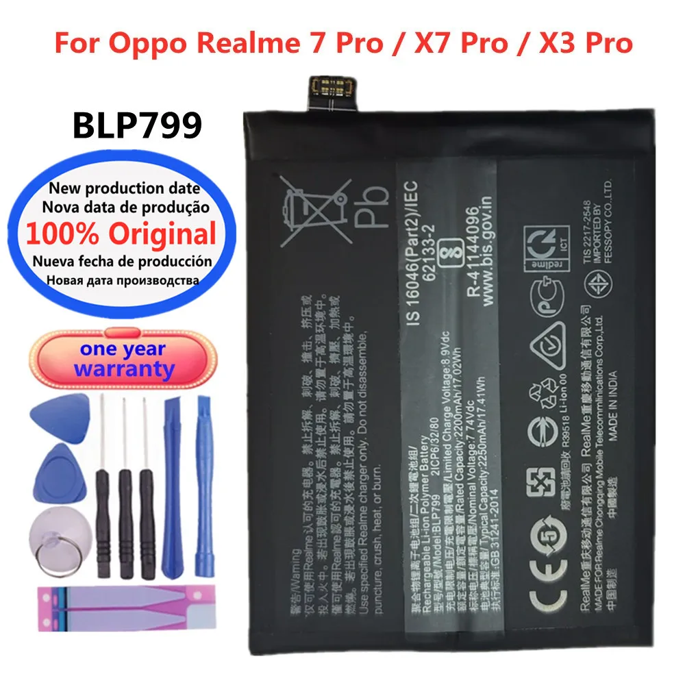 

Новый 100% оригинальный аккумулятор BLP799 для OPPO Realme X7 X3 7 Pro Realme7 Pro 7pro RMX2170 батареи для телефона большой емкости 4500 мАч