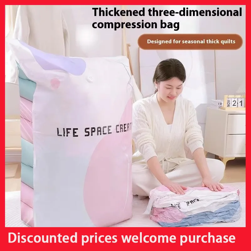 Home Bag Vacuum Storage Bags No Pump Needed,Reusable Plastic Compression Bags for Clothes Blankets Quilts,Space Saver Travel Bag