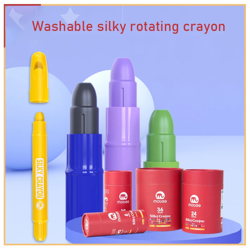 24-color DIY painting graffiti silky rotating water-soluble crayon washable rotating pen barrel telescopic head storage