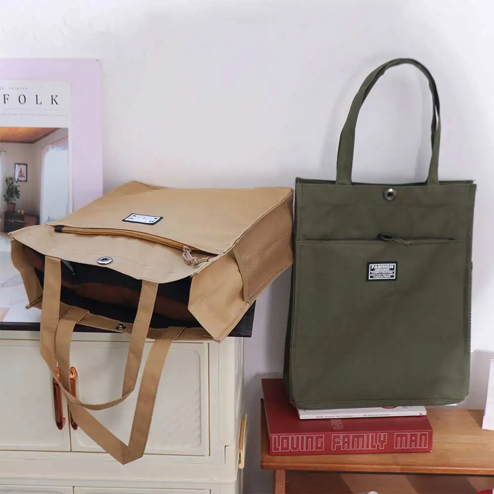 Casual Male Commuting Tote Bag Large Capacity Waterproof Canvas Shoulder Bag Fashion Oxford Cloth Lightweight Handbag Outdoor