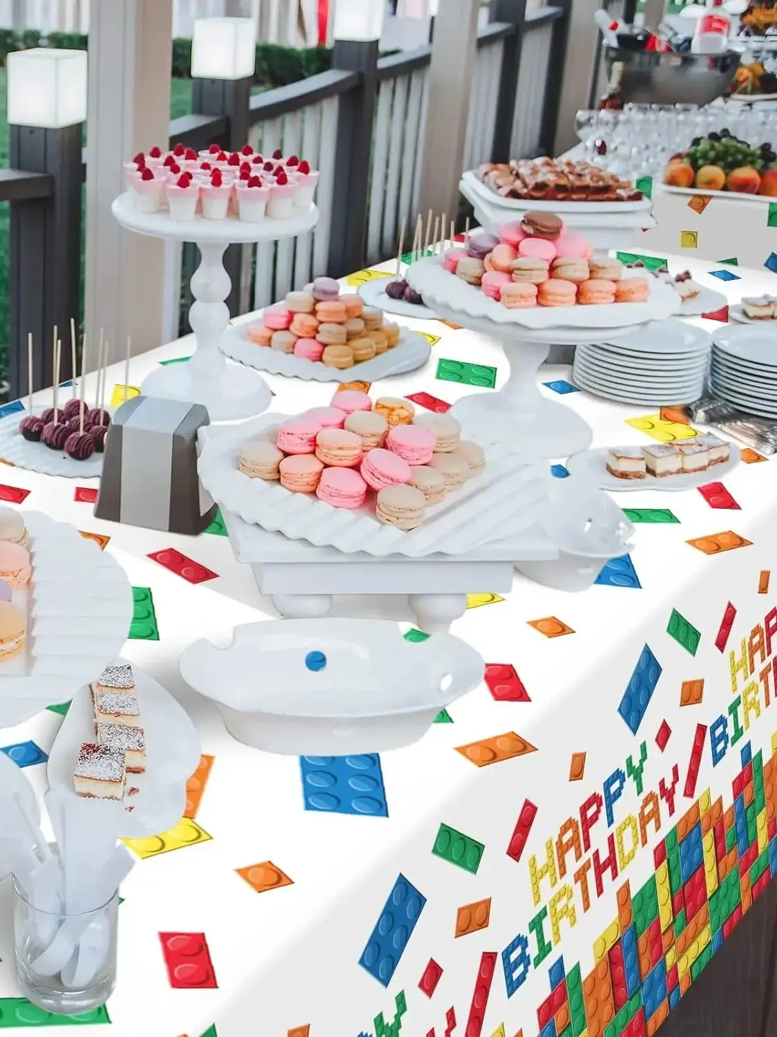 Bloc de construction nappe thème fête vaisselle jetable ballon enfant garçon et filles anniversaire ballon décor bébé produits de bain