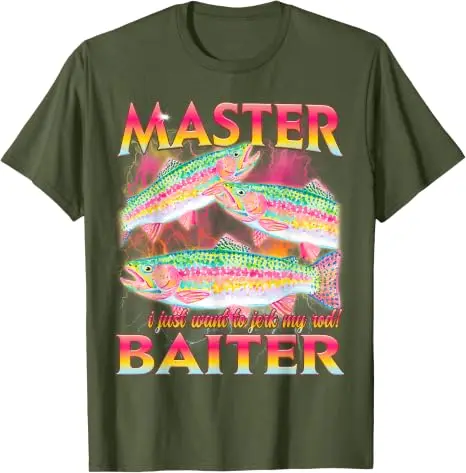 Master Baiter Lustiges, beleidigendes Angel-Meme-Grafik-T-Shirt Y2K Fischer Sarkastischer Witz Spruch T-Shirt Herren Outdoor-Kleidung Neuheit – Detail 4