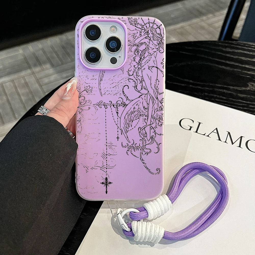 Gothic Angel 2-in-1 Handyhülle für Samsung Galaxy S26 Ultra S25 S24 S22 S23 Plus FE A56 A55 A35 A36 A37 5G mit Lanyard-Abdeckung – Detail 6
