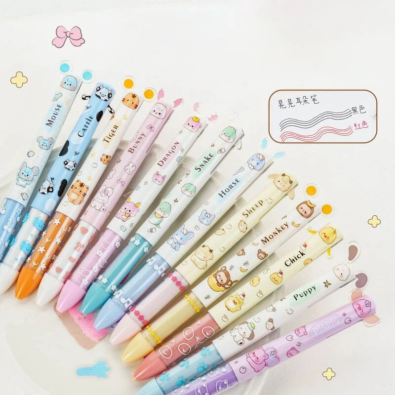 

12/36PCS CREATIVE ANIMAL PRESS GEL PEN CUTE 0.5 мм черно-красные чернильные нейтральные ручки канцелярские школьные принадлежности