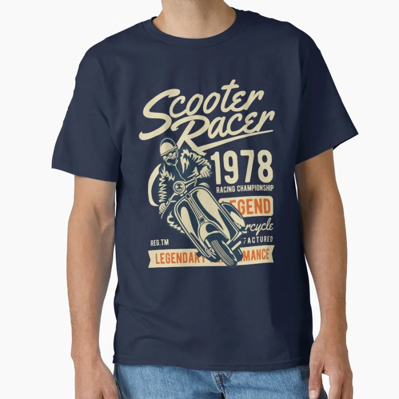 

Scooter Racer Funny Ride or die vintage speed race Short-sleeve crewneck T-shirt for motorcycle rider large size Adult Tops