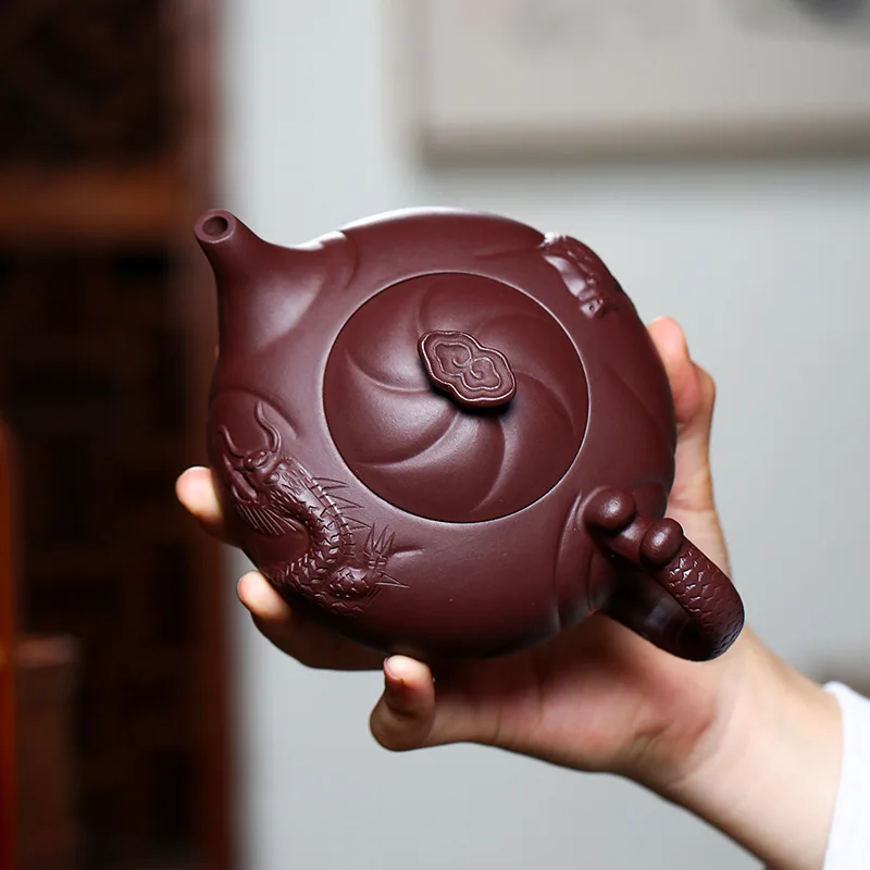 350ml Yixing Genuine Dahongpao Purple Clay Pot Hand lettering Smooth sailing Teapot Chinese Kung Fu tea set gift pot