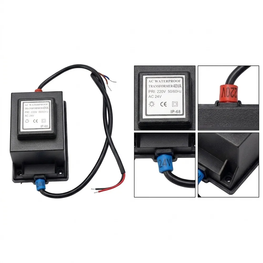 Transformer AC/AC 24V Power Supply For LED Lighting, 5-80W Waterproof Isolation Transformer, Suitable For Outdoor Use, IP67
