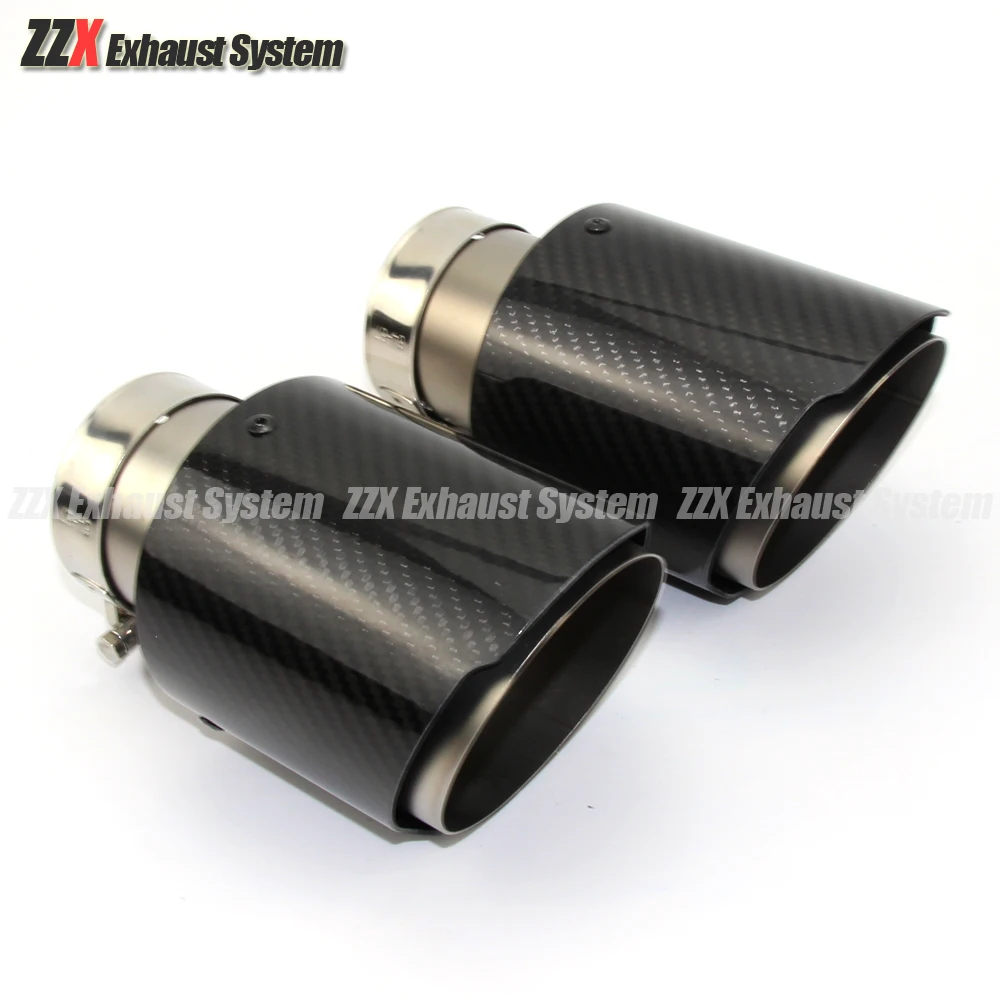 1PCS Car Accessories 114mm carbon fiber tailpipe throat bright face straight edge stainless steel frosted universal tailpipe