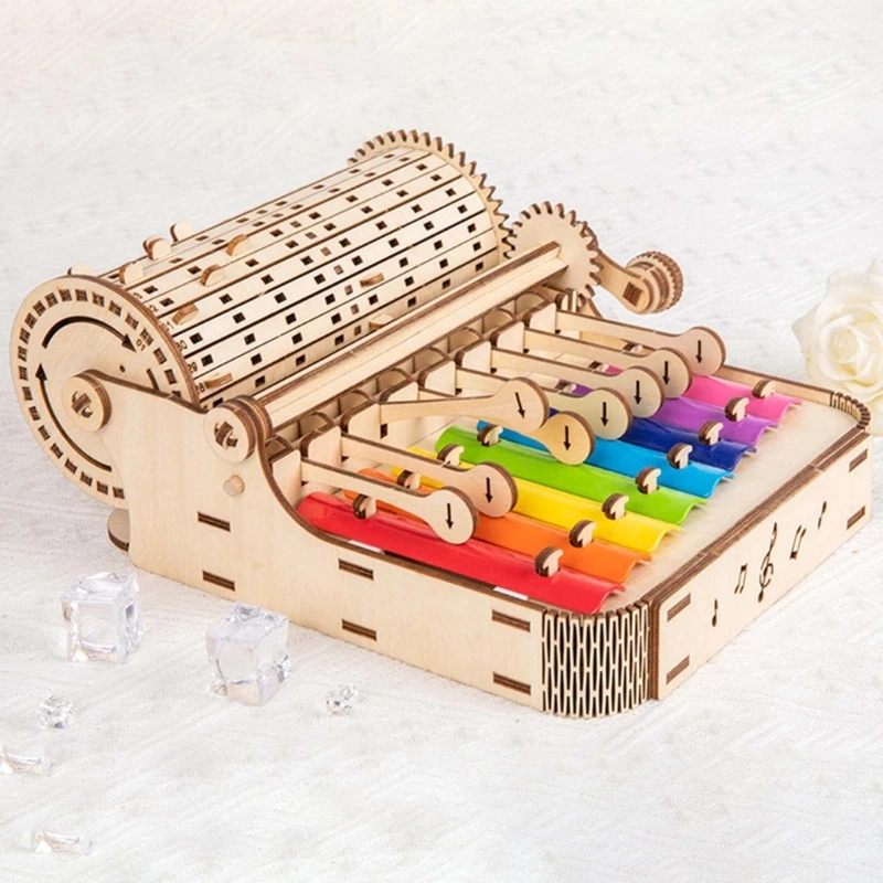 Natural Wooden Hand Crank Xylophone Musical Instruments Toy for Boys and Girls D5QF