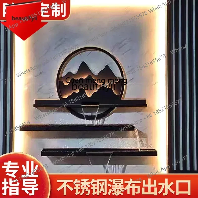 

new Stainless Steel Waterfall Flowing Water Curtain Wall Courtyard Fish Pond Water Outlet Outdoor Garden Stacked Water ss 8617