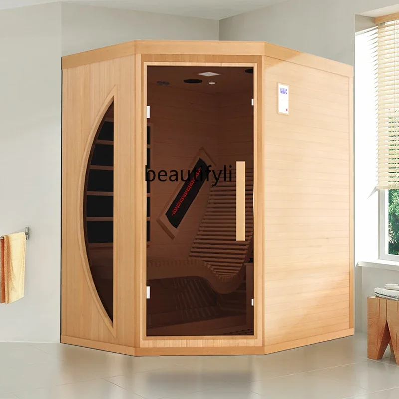 ss new styelHousehold, solid wood health sauna room Far infrared light wave physiotherapy room installation Dry steam room custo