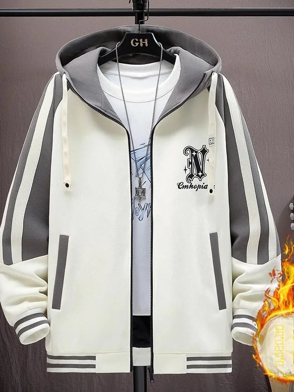 

Мужская куртка Thiened Fce с капюшоном, повседневная, с принтом, осенне-зимняя, трендовая мужская зимняя одежда, верхняя одежда