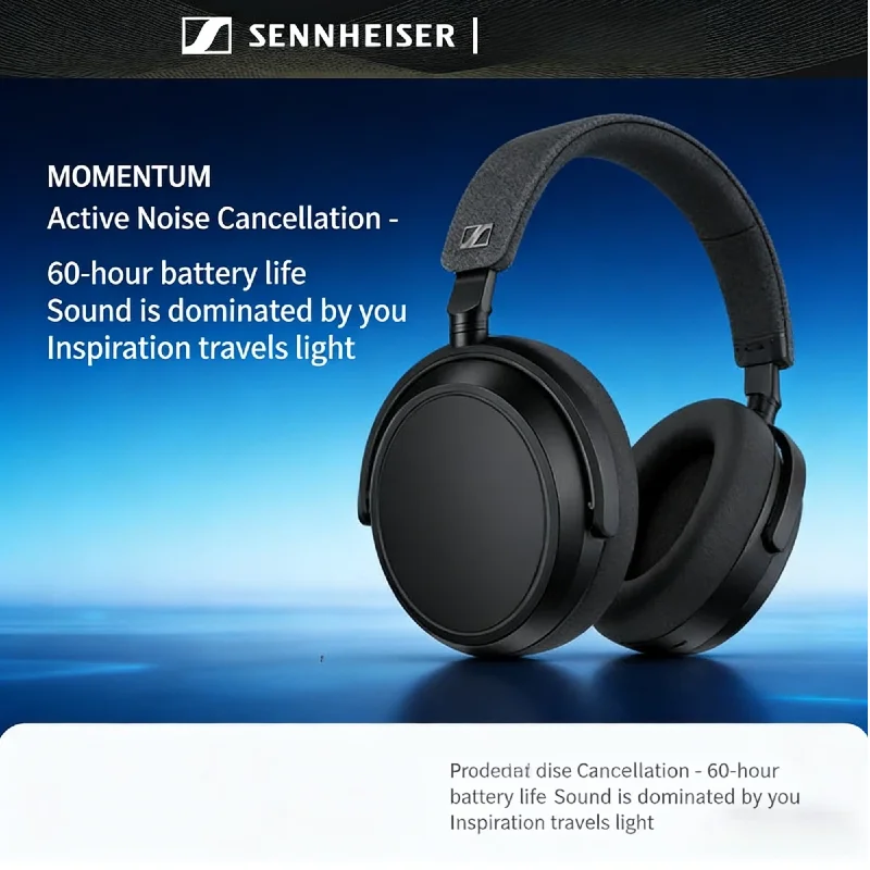 Casque sans fil Sennheiser MOMENTUM 4 original, audio haute résolution, suppression adaptative du bruit, casque pliable supra-auriculaire, basses profondes