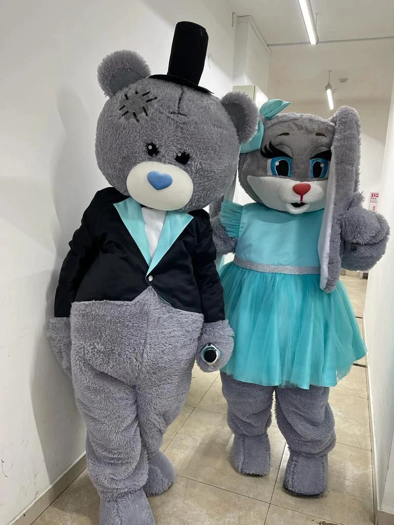 Simpatico costume della mascotte dell'orso del coniglio Coppia abbigliamento Cerimonia pubblicitaria Fancy Dress Party Spettacoli di spettacoli teatrali di carnevale di animali