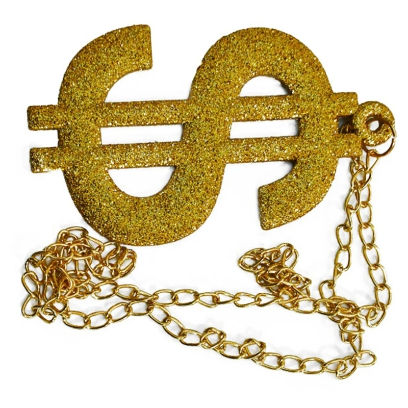 Collana dorata con catena, pendente con dollari con catena punk hip-hop per le donne Dropshipping