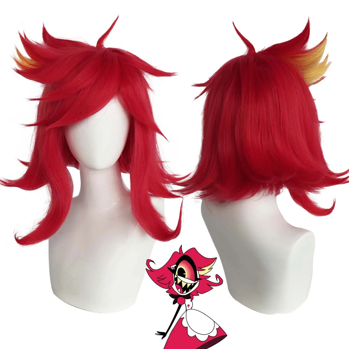 Women Anime Niffty Cosplay Wig Short Red Curly Heat Synthetic Hair