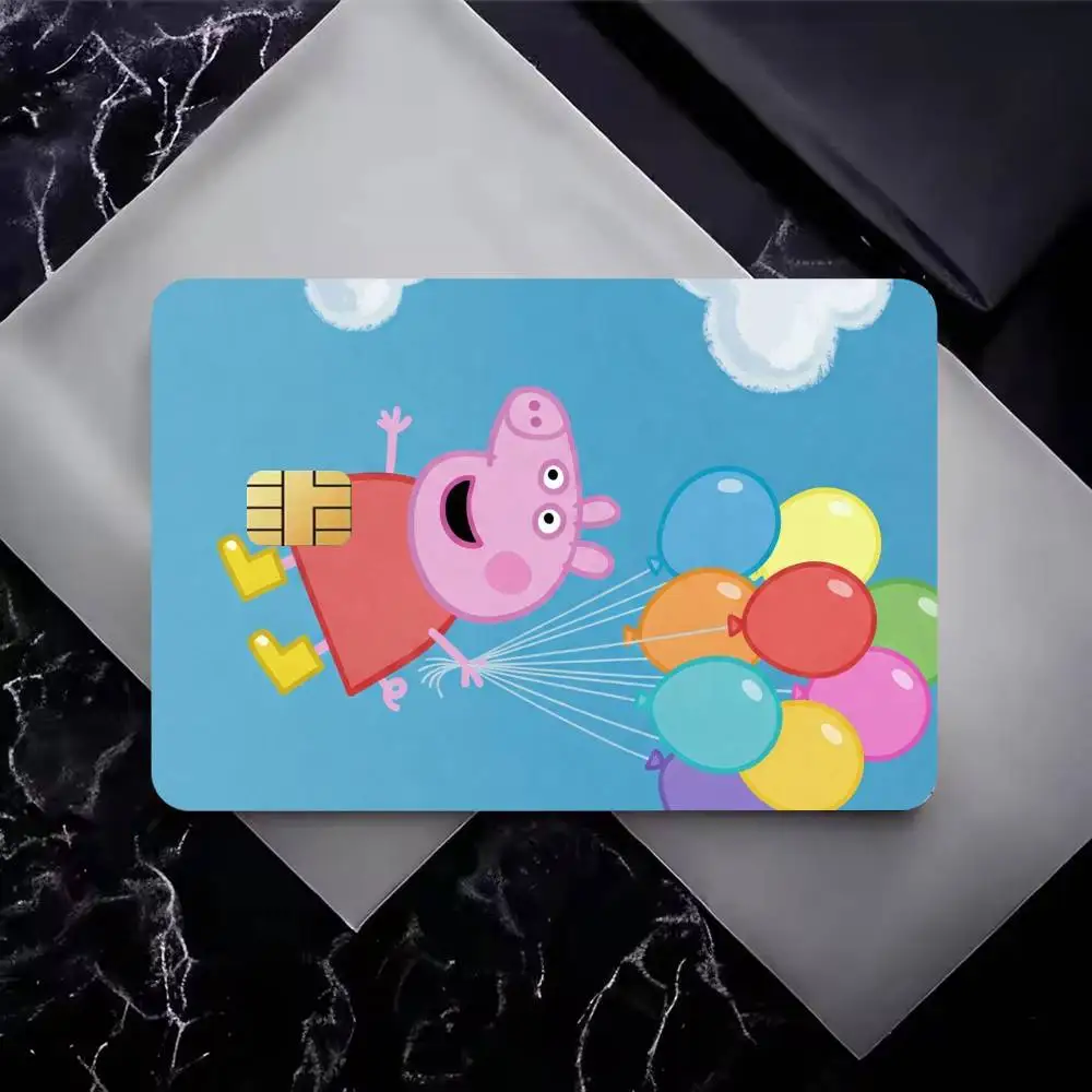 P-Peppa P-Pig High‑Res Game Chip Decals Credit Card Mini Waterproof Vinyl Ornament Useful Gift
