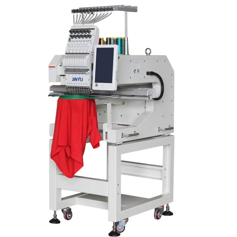 Jjinyu 300*400 mm Multifunctional Single Head Computerized Embroidery Machine Cap/Garment/T-shirt Embroidery Dahao Computer