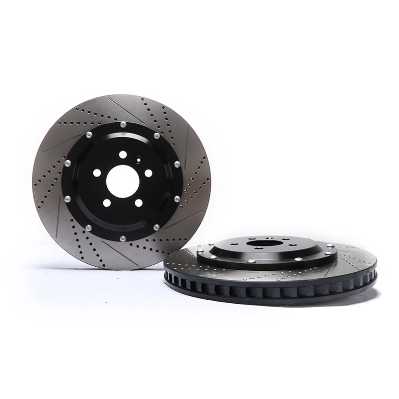 High Performance Drilled Slotted Brake Disc Brake System Auto Spare Parts Car Modification Parts Brake Rotor with Center cap