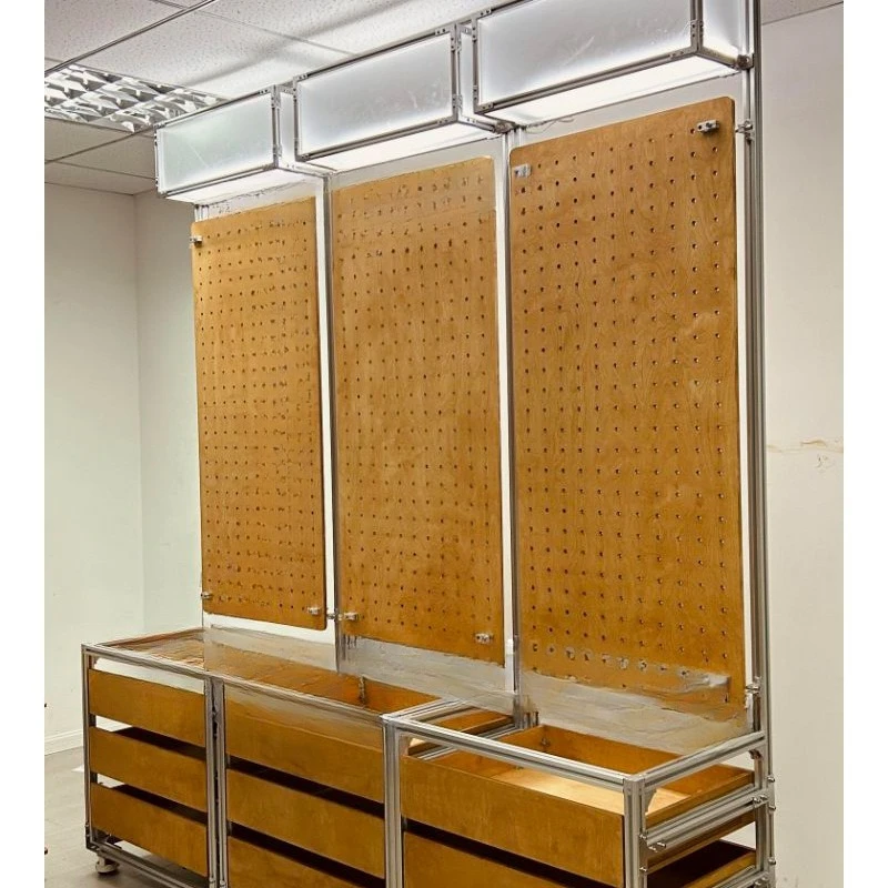 

Aluminum profile clothing store jewelry display stand multi-layer storage birch frame buyer store decoration cabinet perfume