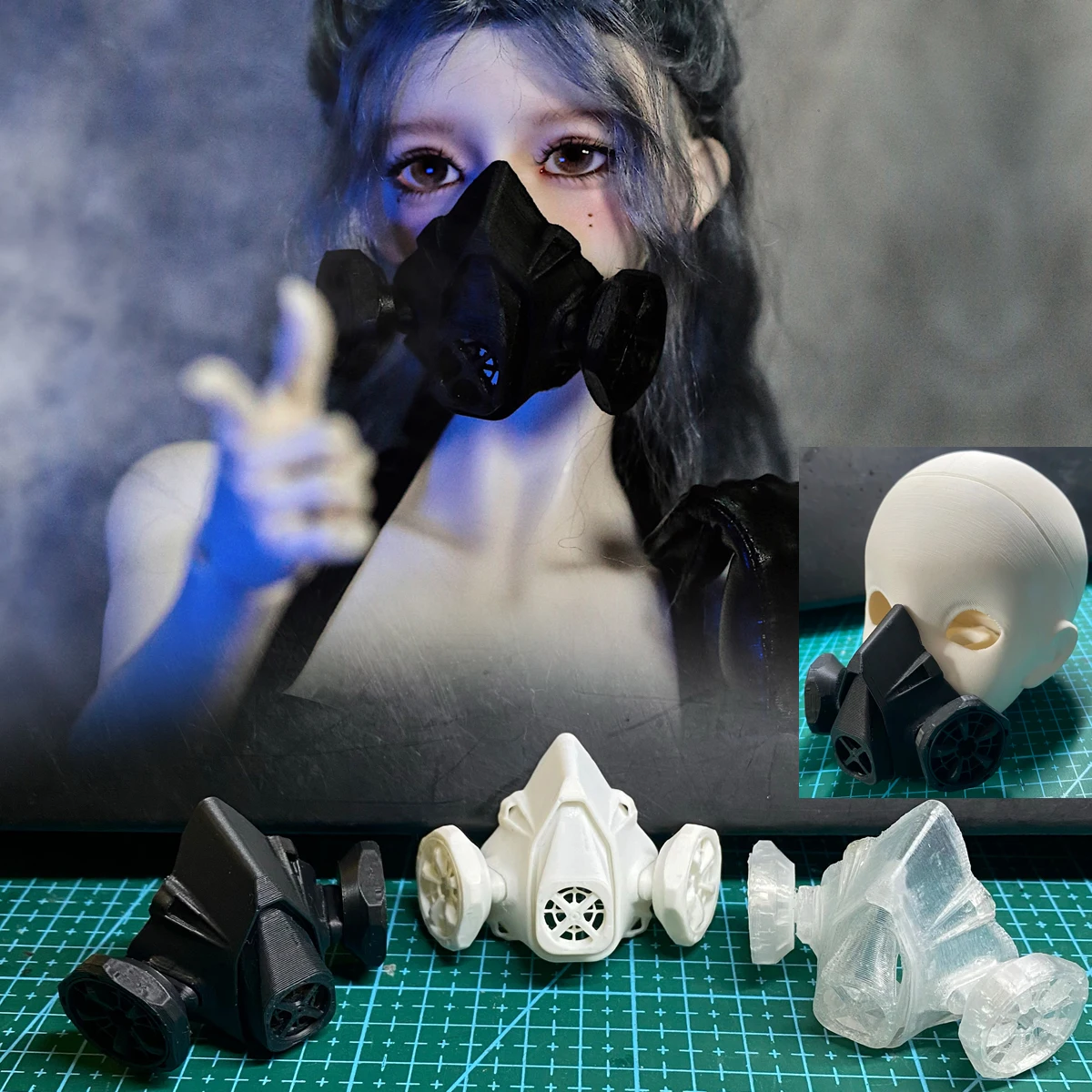 D09-P335 children handmade toy  1/4 1/3 bjd Doll Accessories photo props white black grey Simulated Mask 1pcs