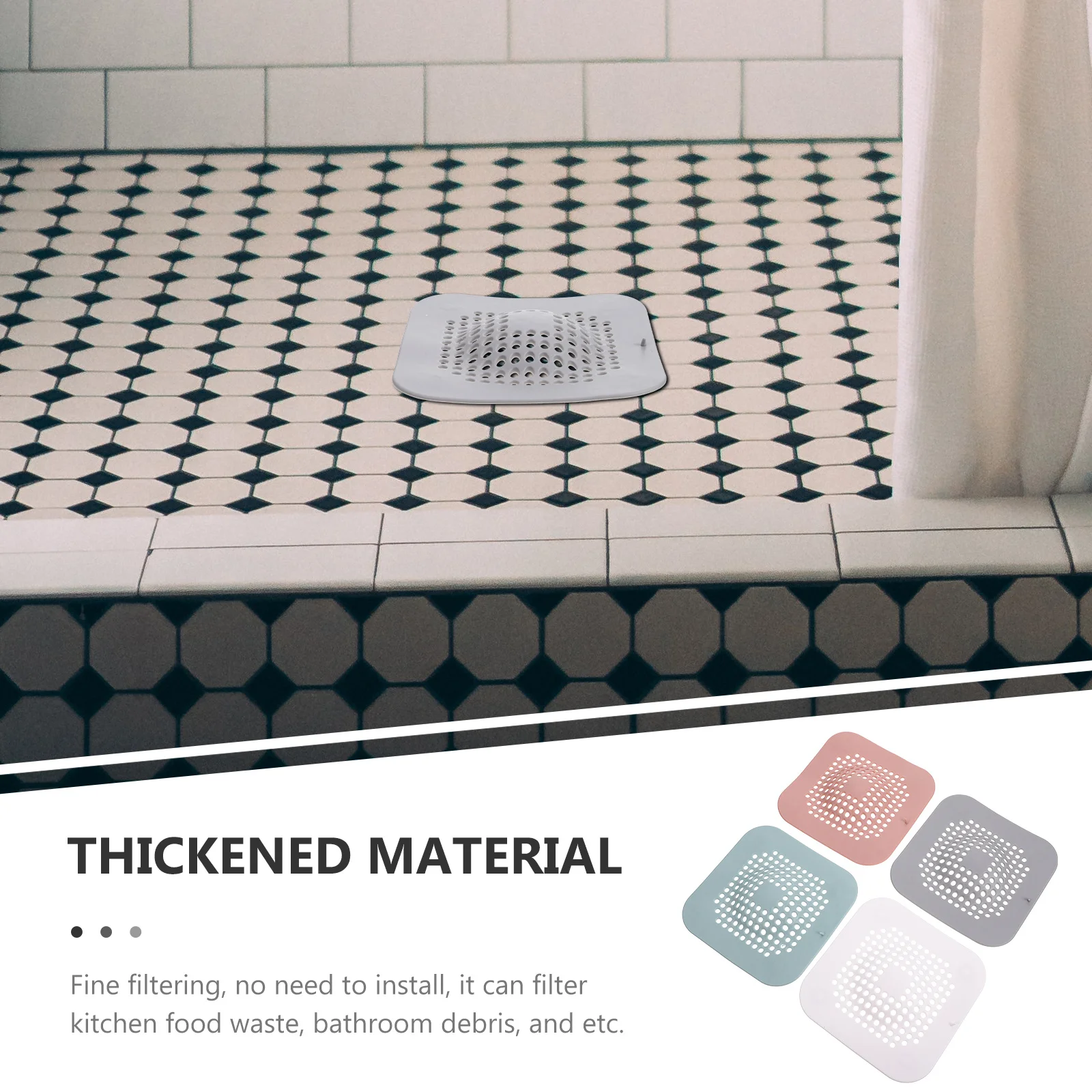 

4Pcs Tpr Floor Drain Cover Sink Filter Kitchen Bathroom Stopper No Odor Anticorrosive Durable Fine Filtering Floor Drain Cover