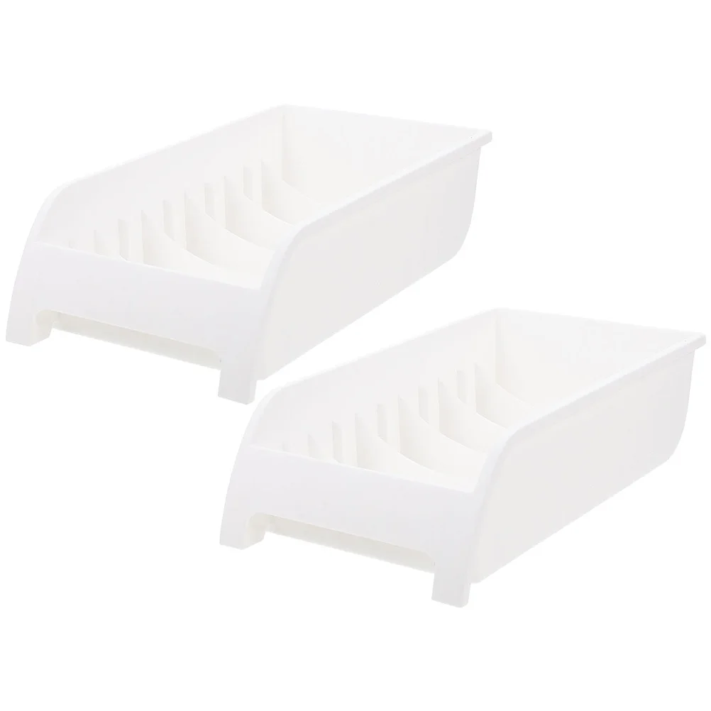 

2Pcs Kitchen Dish Drying Rack Plate Bowl Drainer Organizer PP Material Stylish Modern Design Countertop Utensil Holder