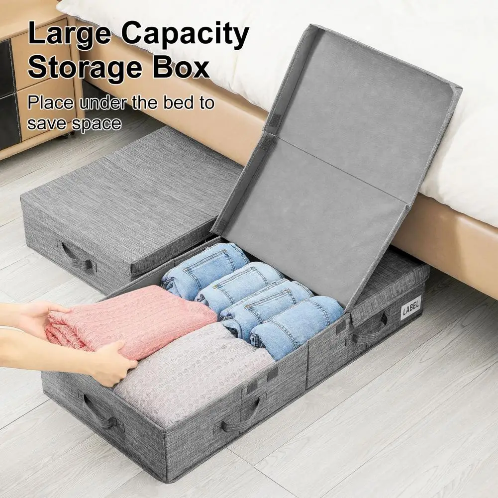 Fabric Underbed Storage Bin Sturdy Structure Organizing Durable Bedroom Closet Anti-season Clothes Organizer Pouch