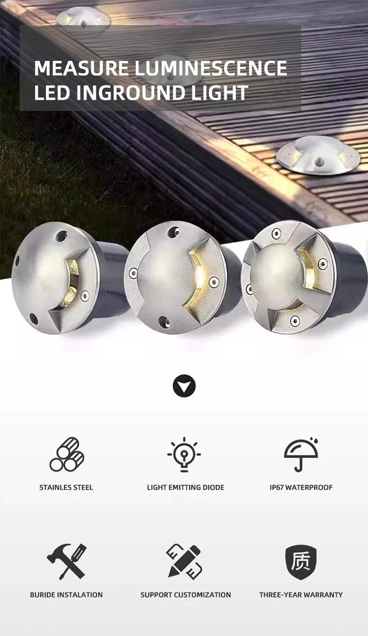 IP67 Waterproof Stainless Steel Recessed Side Emitting Inground Lamp 3W 6W 9W Outdoor Courtyard Step Walkway Landscape Lighting