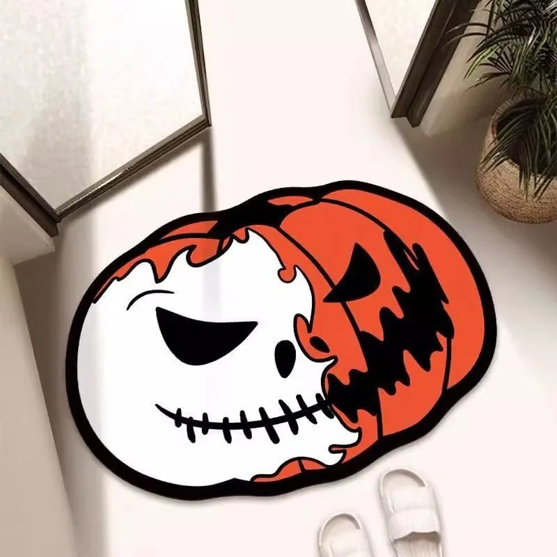 Bathroom Mat Quick-drying Rug Halloween Pumpkin-Head Carpet Absorbent Non-slip Diatom Mud Floor Mats Home Decoration Carpets