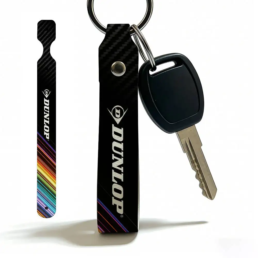 For Dunlop High Quality PU Leather Moto Keychain Vintage Style Key Pendant For Scooter Motocross