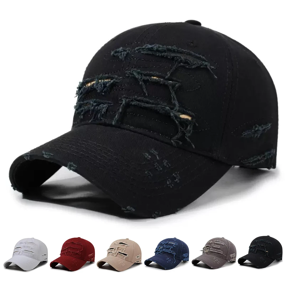 Unisex Hole Washed Baseball Caps Spring and Autumn Outdoor Adjustable Casual Hats Sunscreen Hat Sports Cap