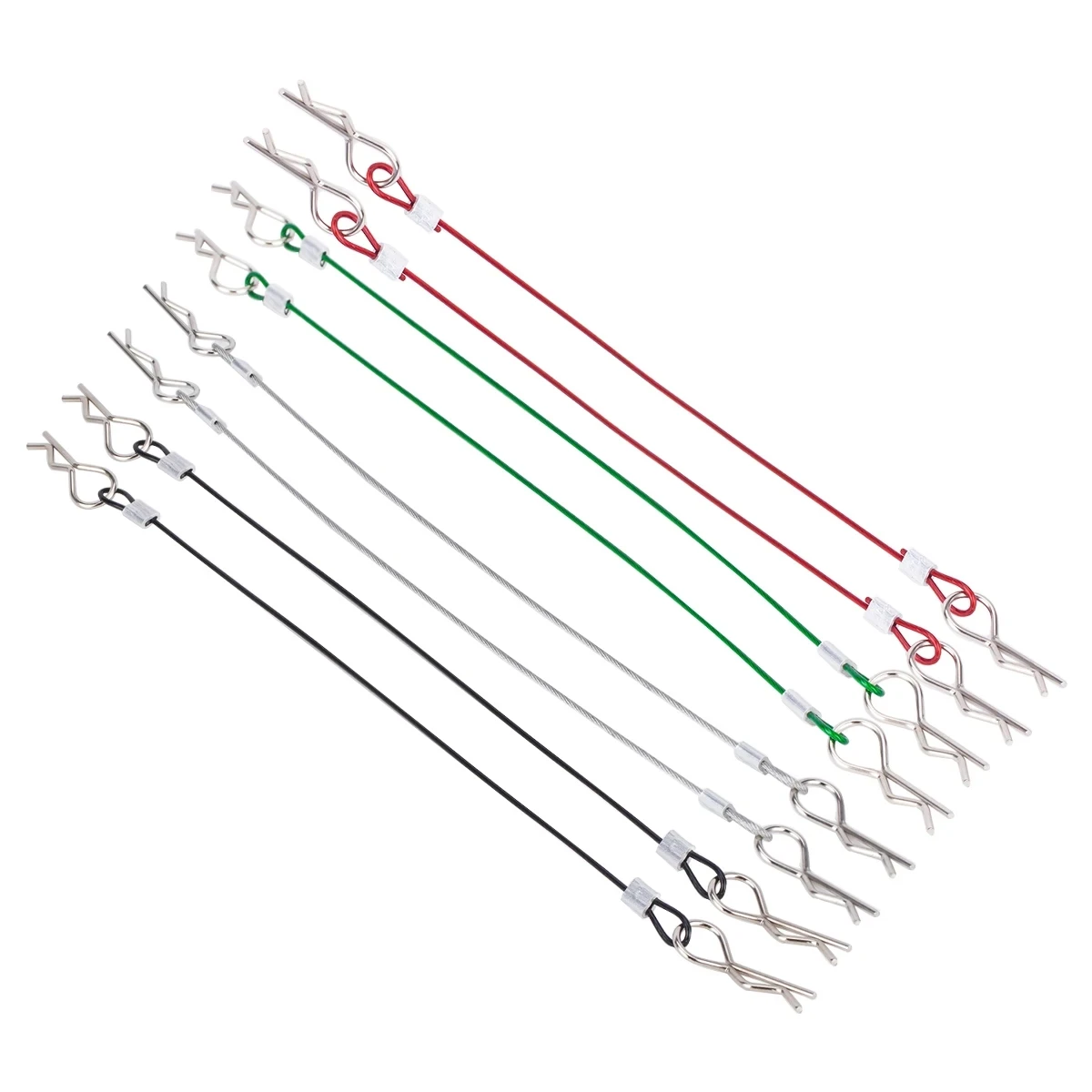 8PCS RC Car Metal Clip R Pin Rod with Anti-Lost Steel Rope - Compatible with 1/8 1/10 Traxxas HSP Arrma Axial Redcat RC Vehicles